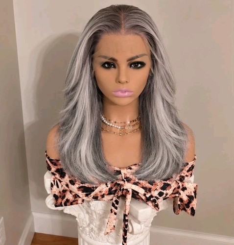 Lace front wig - lace, gray