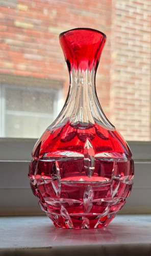 Vintage ruby red cut clear - ruby,