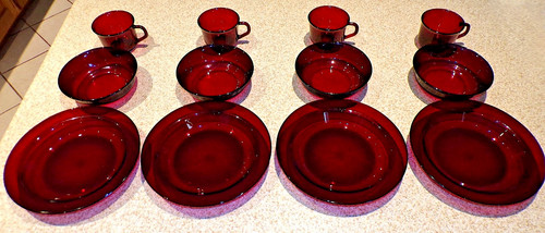 Arcoroc ruby red glass dish - ruby,
