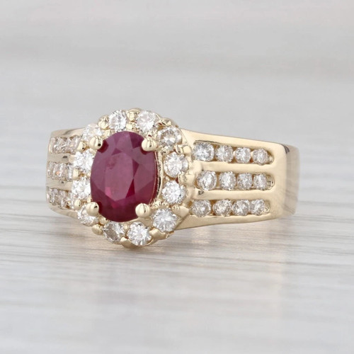 77ctw ruby diamond halo ring - ruby,