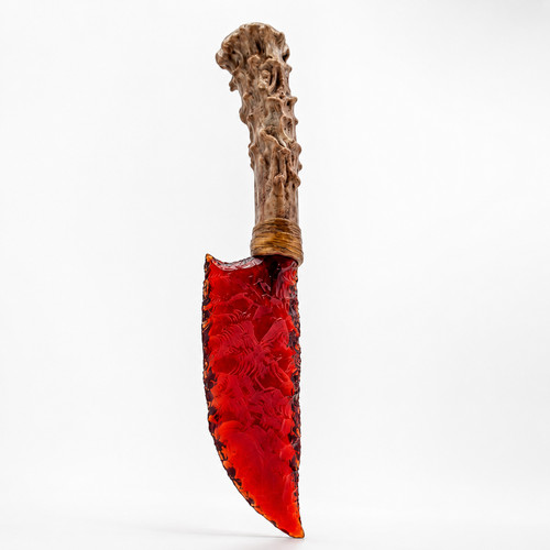 Red obsidian glass knife - red,