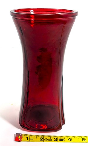 Ruby red glass vase - red,